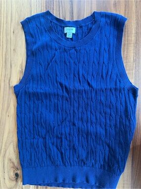 J. Crew Womens Sleeveless Cable Knit Sweater - Navy Blue